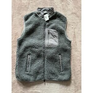 NWT Johnnie O Youth Gray Sherpa Full 2-Way‎ Zip Jacket Vest Size 14